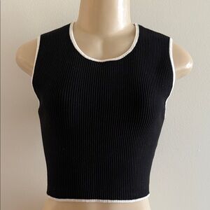 House of Harlow 1960 Black Ribbed Knit Crop Tank Top Size M Minimalist